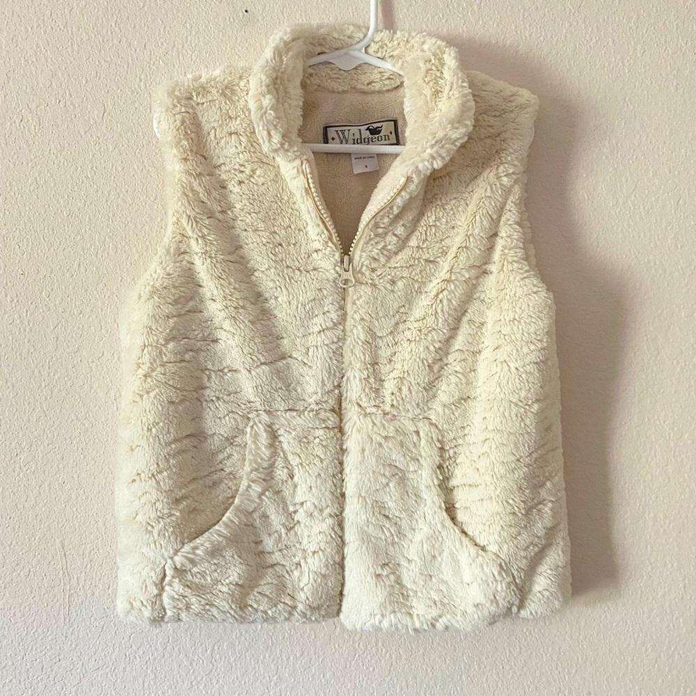 Widgeon Girls Faux Fur White Zip‎ Vest Sz 5